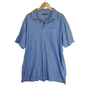 Pebble Beach Performance Polo Shirt Mens XXL Blue Heathered Short Sleeve Pocket